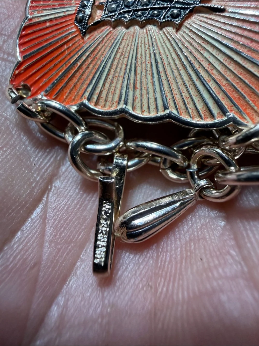 Vintage W Germany Eloxal style aluminum Sailboat panel link bracelet